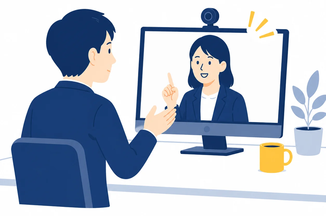 オンラインで相談している人のイラスト